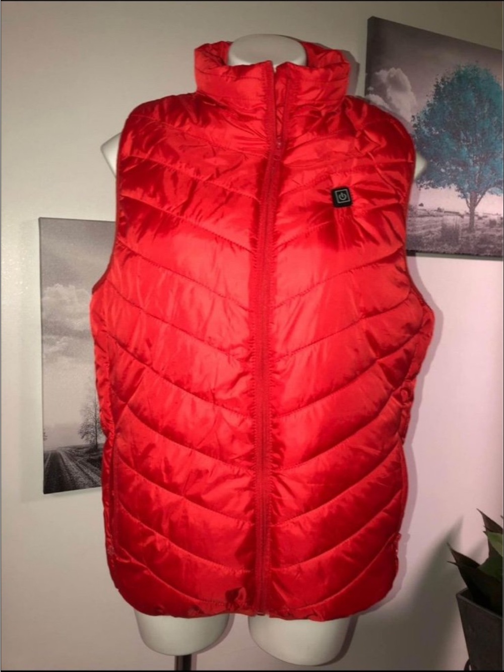 Bright Red Quilted Sleeveless Puffer Vest